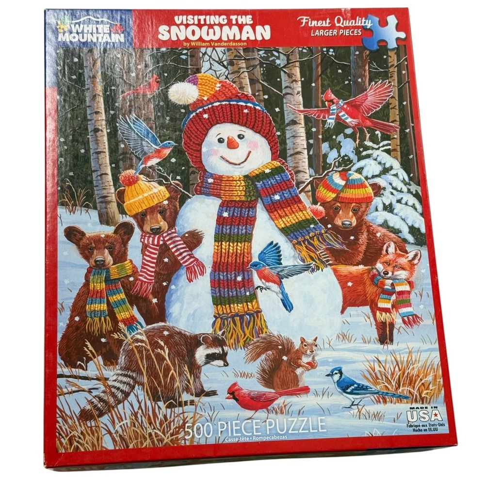 White Mountain Visiting The Snowman 500 Pieces Puzzle Complete